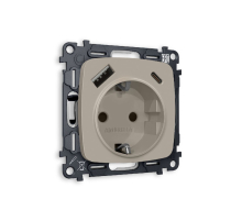 Комплект механизма розетки 2USB A+C 20W (быстрая зарядка) с/з Ambrella Volt Omega MO370010