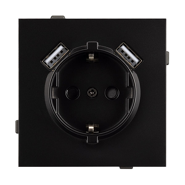 Механизм розетки с USB зарядкой Arlight SCT-TENDO-MUAA-PL-BK (230V, 16A) 054083