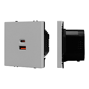 USB Розетка тип A+C софт-тач никель Arlight SCT-MUAC-SFPL-FC-IS (65W, QC3) 059447(1)