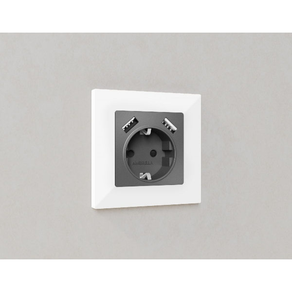 Комплект механизма розетки 2USB A+A 18W (быстрая зарядка) с/з Ambrella Volt Alfa MA659010 Комплект механизма розетки 2USB A+A 18W (быстрая зарядка) с/з Ambrella Volt Alfa MA659010