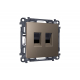 Комплект мех-ма компьютерной двойной розетки RJ-45 с автоматической защитной шторкой Alfa Темная бронза матовый Quant Ambrella Volt MA642110 (AP6421, VM189)