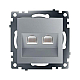 Розетка компьютерная 2-местная RJ-45 (механизм) Stekker GLS00-7109-03 Катрин, серебро 50005