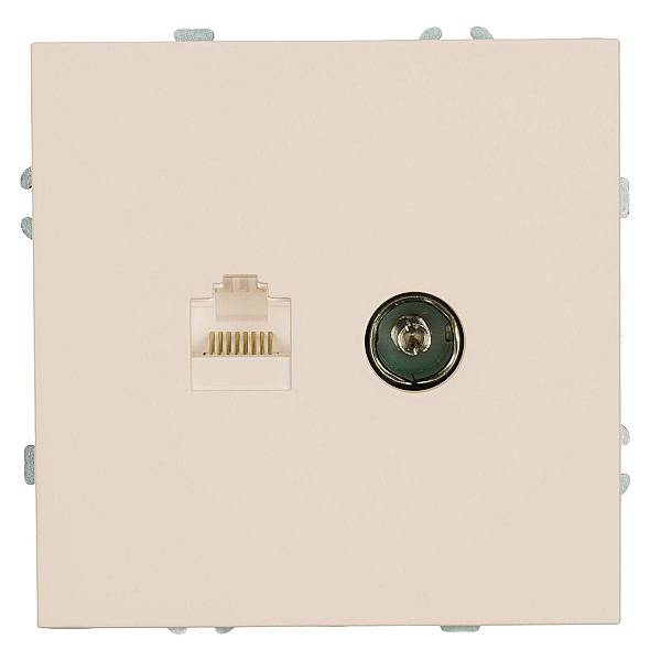 Розетка TV + компьютерная RJ-45 (механизм), Stekker Эмили, RST00-5106-08, кашемир, soft touch 49898