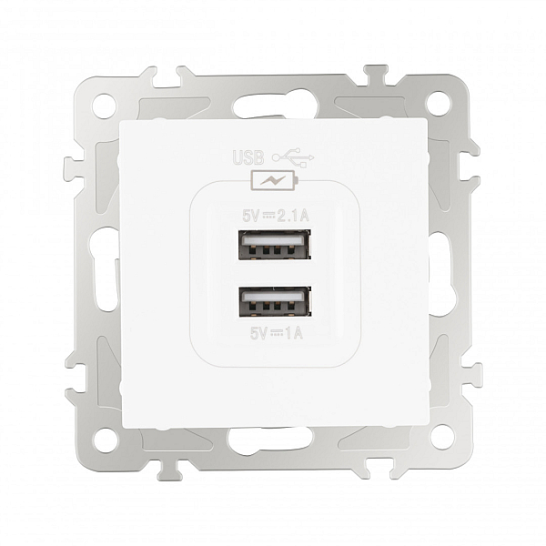 Розетка USB 2.1А+1А Arte Milano 206.46-1.white