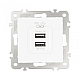 Розетка USB 2.1А+1А Arte Milano 206.46-1.white