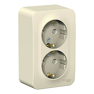 Розетка 2-ая с/з со шторками 16А, 250В, изолир. Пластина Systeme Electric Blanca наруж Молочная BLNRA011212