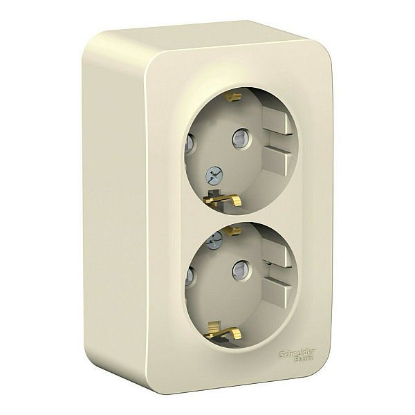 Розетка 2-ая с/з со шторками 16А, 250В, изолир. Пластина Systeme Electric Blanca наруж Молочная BLNRA011212