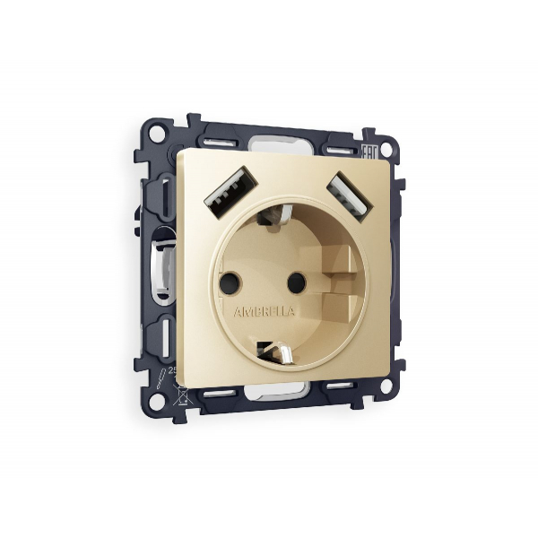 Комплект механизма розетки 2USB A+A 18W (быстрая зарядка) с/з Ambrella Volt Alfa MA609010 Комплект механизма розетки 2USB A+A 18W (быстрая зарядка) с/з Ambrella Volt Alfa MA609010