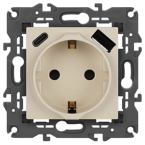 Розетка со шторками с USB type-A+C Эра Elegance 14-4108-02 Б0067725