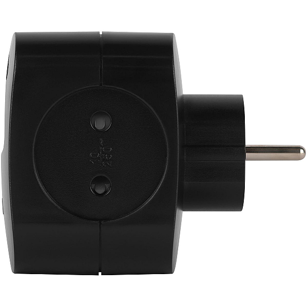 Разветвитель электрический ЭРА SP-4-3USBAC-B на 4 розетки + 3 USB A+C со шторками 10А черный Б0069084