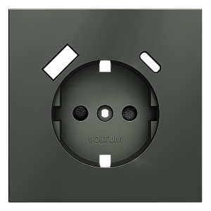 Накладка для розетки с заземлением и защитными шторками, с USB A+C Voltum S70 (титан) VLS001006