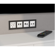 Комплект механизма розетки компьютерной + TV оконечной RJ-45 с автоматической защитной шторкой Alfa Белый матовый Quant Ambrella Volt MA132510 (AP1325, VM195)