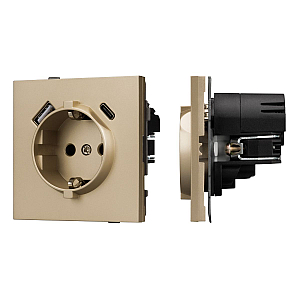 Механизм розетки с USB зарядкой Arlight SCT-TENDO-MUAC-SFPL-GD (230V, 16A) 054608