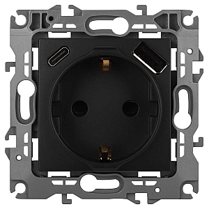Розетка со шторками с USB type-A+C Эра 12-4108-05 Б0067707