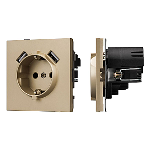 Механизм розетки с USB зарядкой Arlight SCT-TENDO-MUAA-SFPL-GD (230V, 16A) 054604