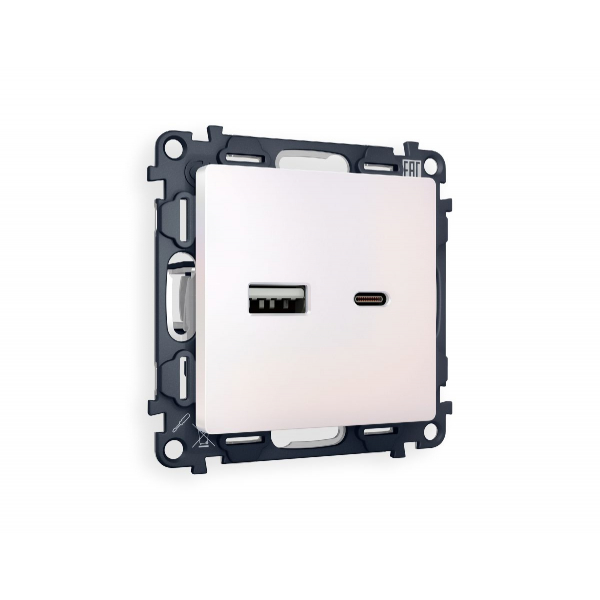 Комплект механизма розетки 2USB A+C 20W (быстрая зарядка) Ambrella Volt Alfa MA211010 Комплект механизма розетки 2USB A+C 20W (быстрая зарядка) Ambrella Volt Alfa MA211010