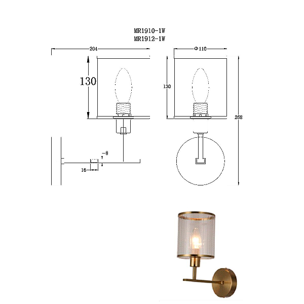 Бра MyFar Alen MR1910-1W
