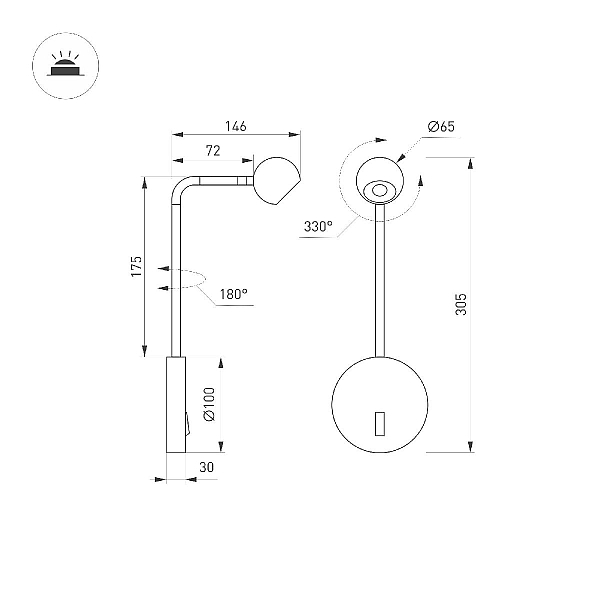 Бра Arlight SP-OTTORI-LONG-WALL-6W Warm3000 051024