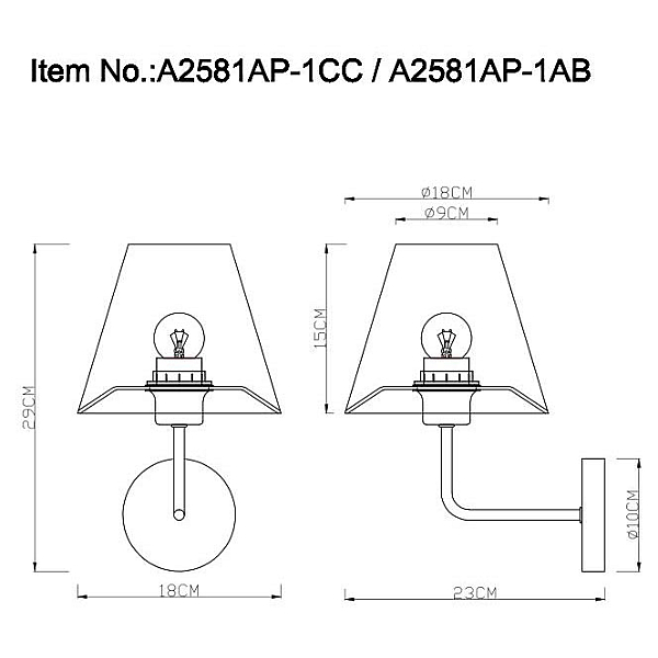 Бра Arte Lamp Elba A2581AP-1AB