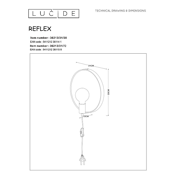 Бра Lucide Reflex 36213/31/72