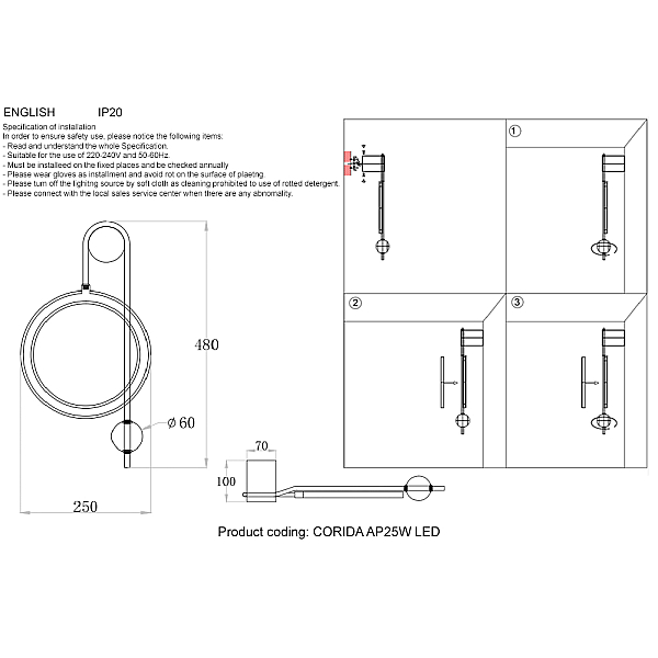 Бра Crystal Lux Corida AP25W Led Black/Gold