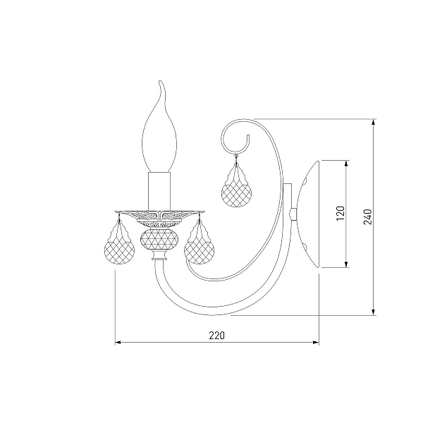 Бра Eurosvet Alda 3305/1 латунь/прозрачный хрусталь Strotskis a072111