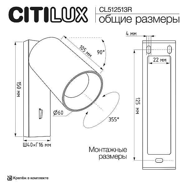 Спот Citilux Axel CL512513R