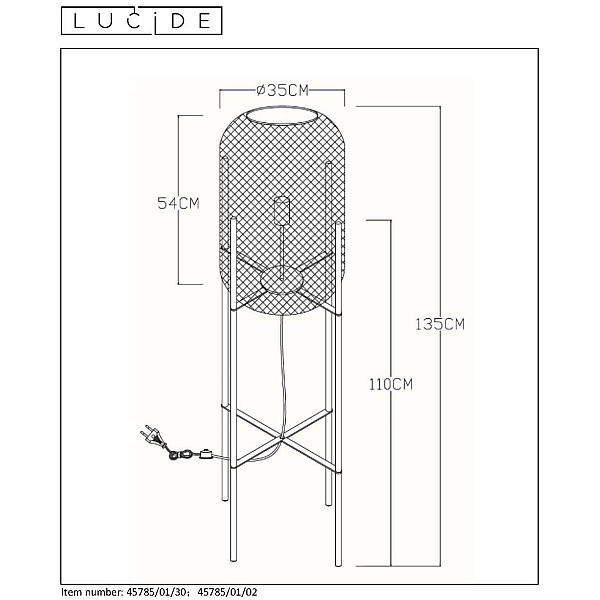 Торшер Lucide Mesh 45785/01/30