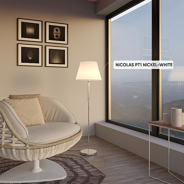 Торшер Crystal Lux Nicolas PT1 Nickel/White