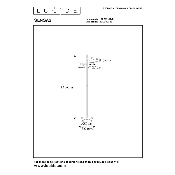 Торшер Lucide Sensas 30797/02/31