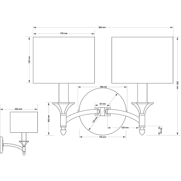 Настенный светильник KUTEK DECOR ABAŻUR DEC-K-2(P/A)