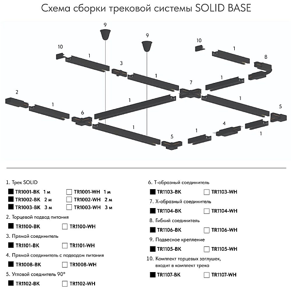 Шинопровод Denkirs TR1002-BK