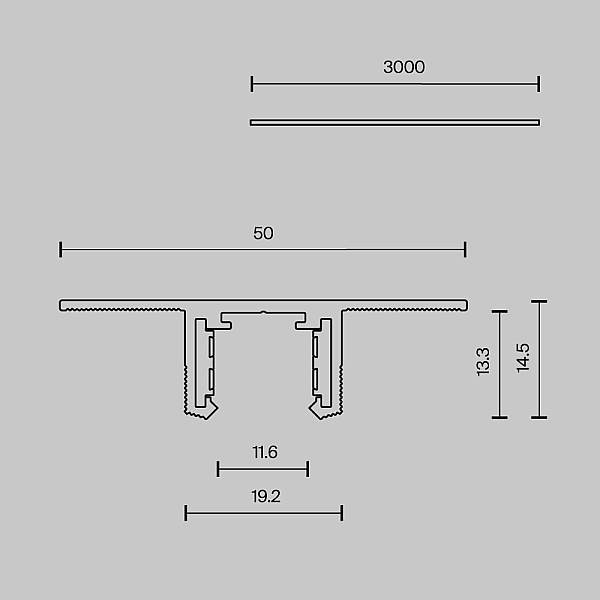 Шинопровод 3м Exility X встраиваемый под ГКЛ 12,5мм Maytoni Technical EXILITY X Busbar trunkings Exility X TRX239-423.12B