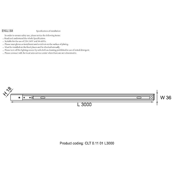 Шинопровод однофазный с питанием и заглушкой Crystal Lux CLT 0.11 01 L3000 BL