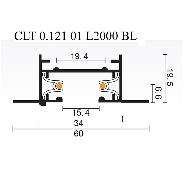 Шинопровод встраиваемый однофазный Crystal Lux CLT 0.121 01 L2000 BL