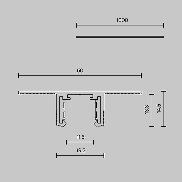 Шинопровод 1м Exility X встраиваемый под ГКЛ 12,5мм Maytoni Technical EXILITY X Busbar trunkings Exility X TRX239-421.12B
