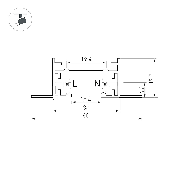 Шинопровод встраиваемый Arlight LGD-2TR-Track-F-1000-BK-M 038672