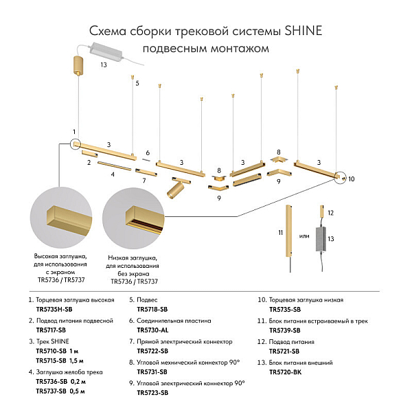 Шинопровод DENKIRS SHINE BASE TR5716-SB