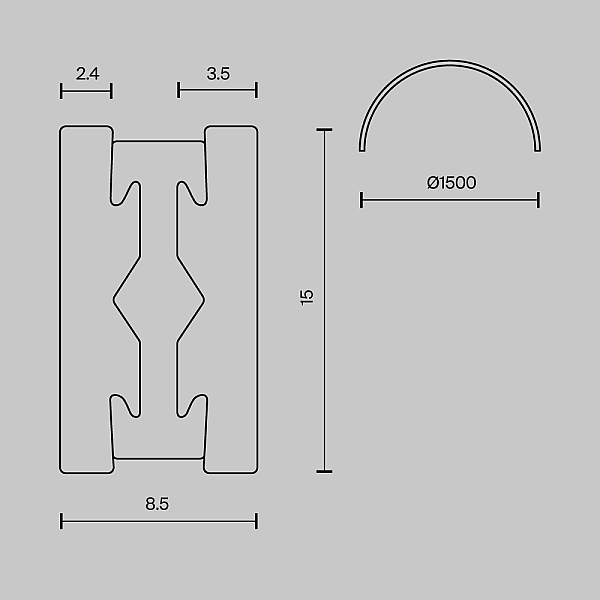 Шинопровод круглый из полукругов 1500мм Maytoni Technical FLARITY Busbar trunkings Flarity TRX154-2SR-D1500-BS