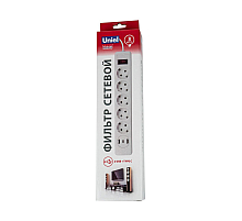 Сетевой фильтр серии Standard. шнур 3м Пвс 3х0.75. 5 гнезд. с-з. 2USB+1TYPE C. 10A. 2500Вт Uniel S-GSR5-3 U2C1 WHITE/GREY UL-00012109