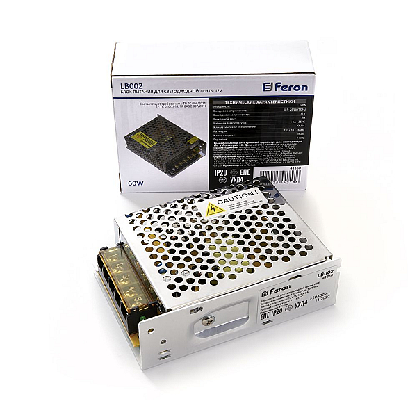 Блок питания для светодиодной ленты Feron LB002 12V 60W IP20 5A 41350