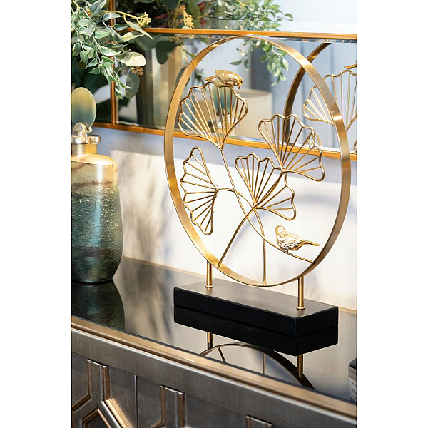 Статуэтка Листья с двумя золотыми птичками Garda Decor 55RD3153