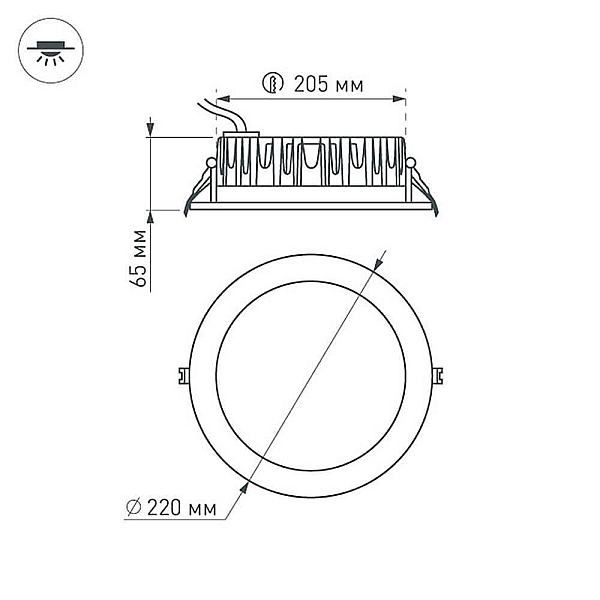 Встраиваемый светодиодный светильник Arlight LTD-220WH-Frost-30W Warm White 110deg 021070