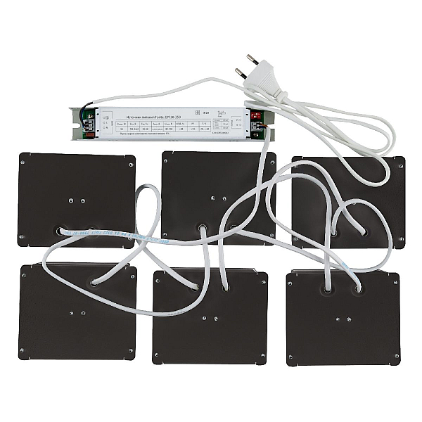 Встраиваемый светильник (комплект из 6 шт) Uniel ULP-1010 42W/4000К IP40 GRILYATO BLACK KIT06 UL-00008958