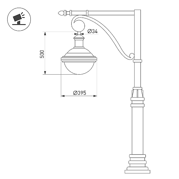 Уличный консольный светильник Arlight OXOR-AMPIL-BUE - 395x400-50W Day4000 (BK, 120 deg, 230V) 052445