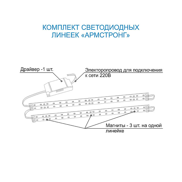 Комплект светодиодных линеек Apeyron Армстронг 5730 36Вт 6000К 12-141