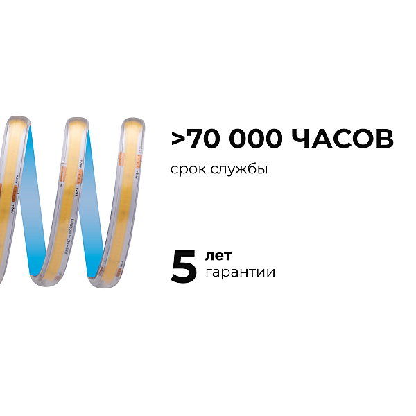 Светодиодная влагозащищенная лента Apeyron 15W/m 560LED/m COB теплый белый 5M 00-489