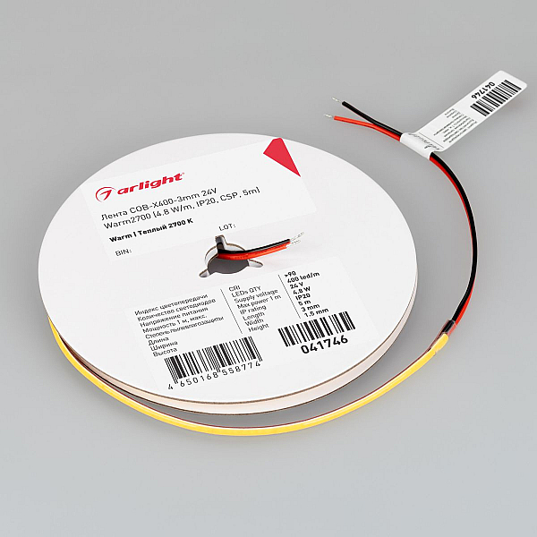 Светодиодная лента Arlight COB-X400-3mm 24V Warm2700 (4.8 W/m, IP20, 5m) 041746(1)