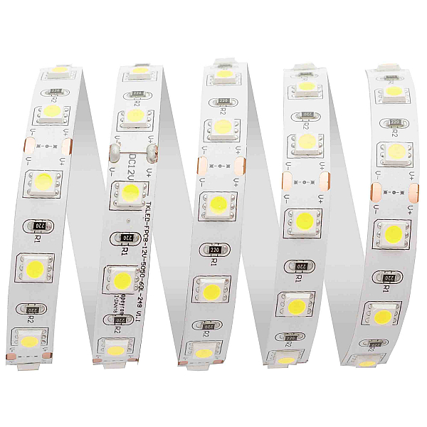 Светодиодная лента Apeyron 12В СТ 14,4Вт/м smd5050 60д/м IP20 700Лм/м 5м 6500К 00-15