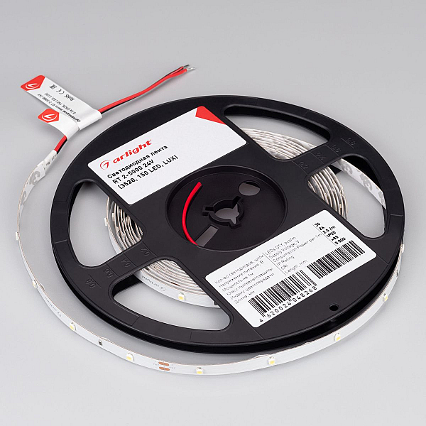 Светодиодная лента Arlight RT-A30-8mm 24V Cool 8K (2.9 W/m, IP20, 2835, 5m) (2.9 Вт/м, IP20) 019916(2)